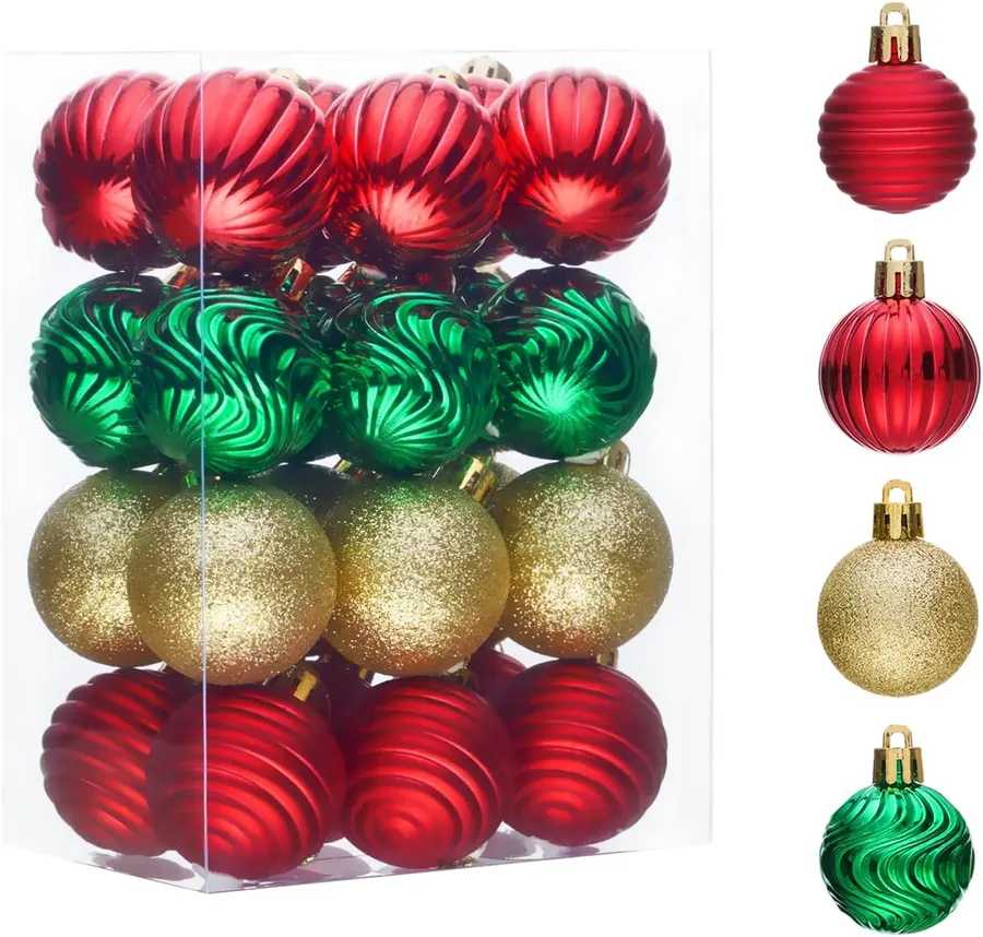 Juego de 24 adornos de mini esferas de Navidad pequeñas de 1.57 pulgadas — imagen 1