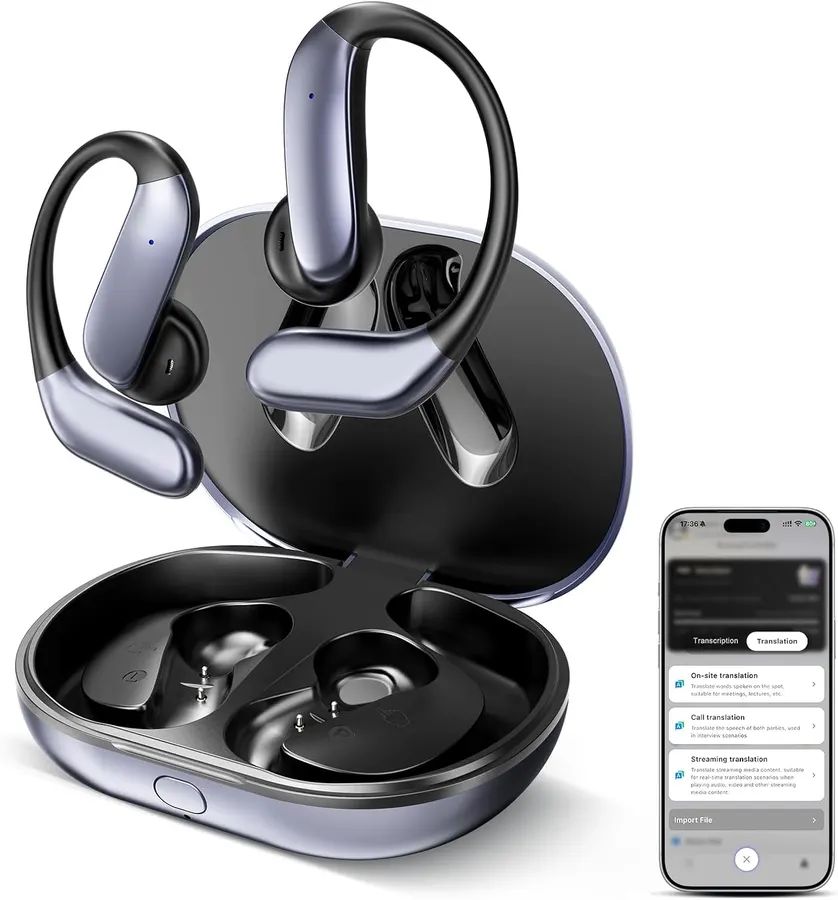Audífonos SONQI AI: Traductor de 170 Idiomas, 0.45s, Bluetooth 6.0 con Notas de Reunión — imagen 1