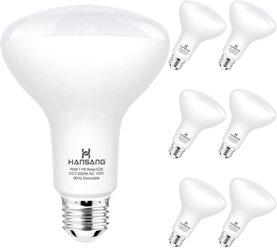 Lámparas LED BR30 65W Equivalente Dimmable 5000K | Paquete de 6, 850LM, E26 — imagen 1