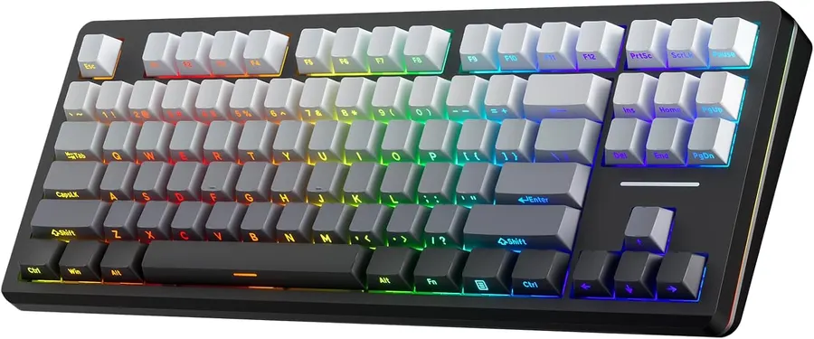 Teclado mecánico inalámbrico gaming Hexgears Q87, conexión triple BT5.0/2.4G/USB-C, retroiluminación RGB 16.8 millones colores, teclas PBT… — imagen 1