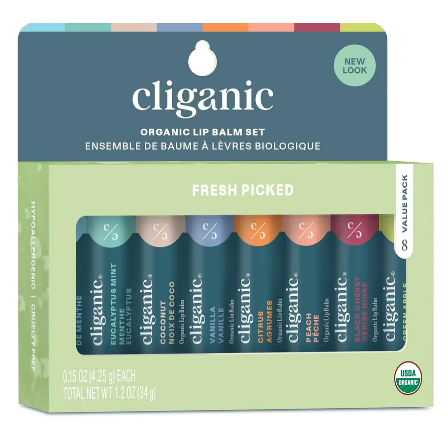 Set de Bálsamos Labiales Cliganic: 8 Sabores Naturales para Labios Secos y Agrietados — imagen 1