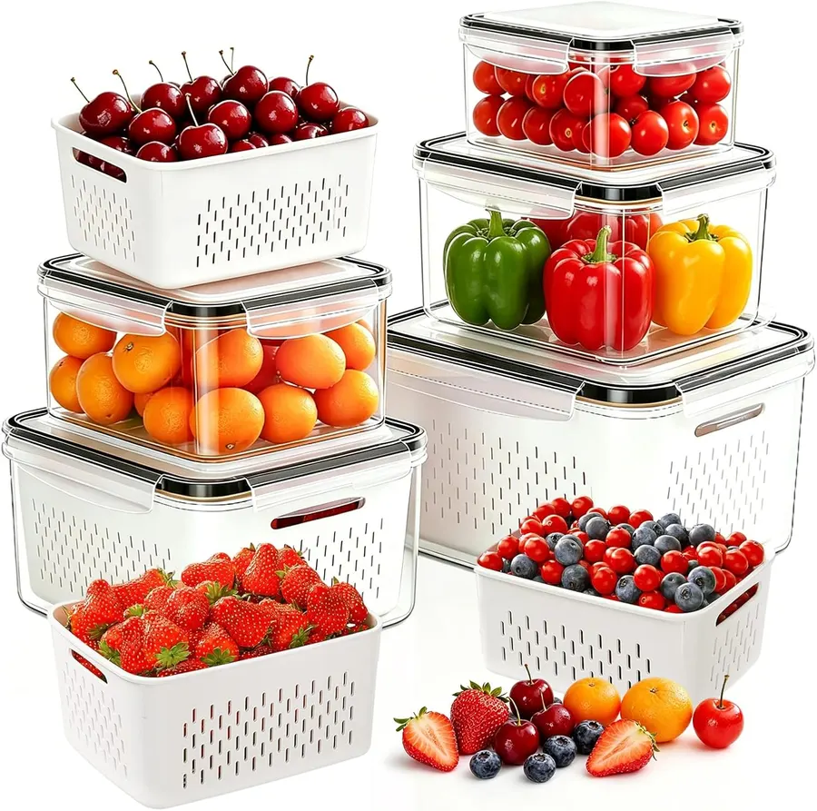 Contenedores HestiaSnax: Pack de 5 para Frutas, Fugas y Almacenaje Eficiente en Refrigerador — imagen 1