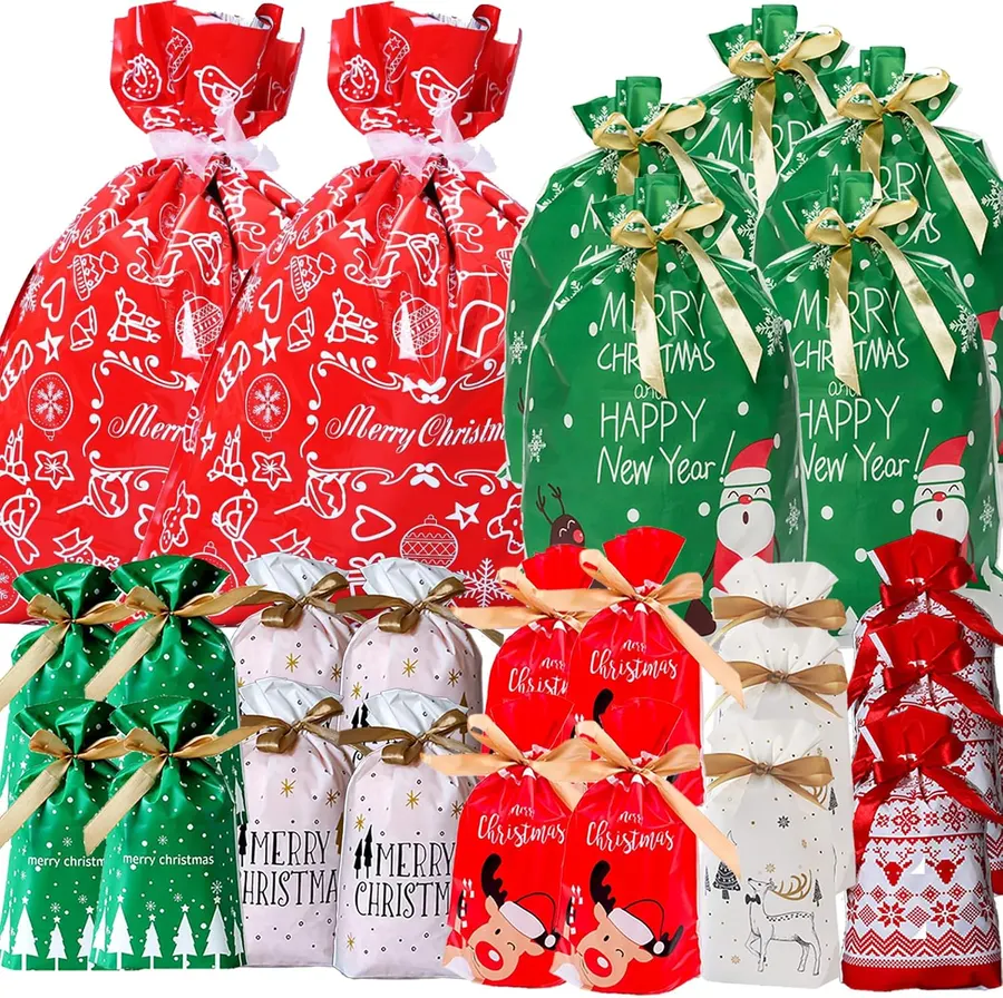 Bolsas de regalo de Navidad con cordón, 30 unidades — imagen 1