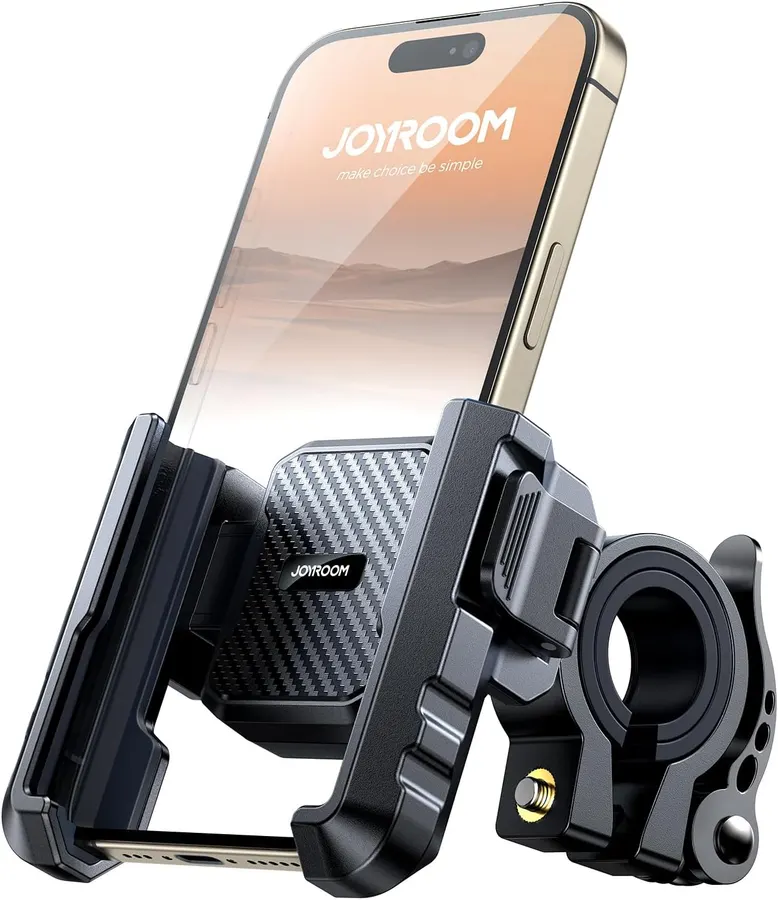 Soporte para teléfono en manillar bicicleta motocicleta JOYROOM, silicona, rotación 360°, compatible 4.7"-7", negro — imagen 1
