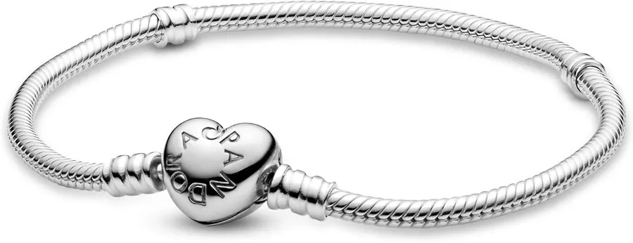 Pulsera Pandora plata esterlina, cierre de corazón, 28 cm, joyería auténtica — imagen 1