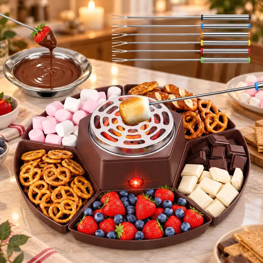 Kit Eléctrico 2 en 1 S'mores y Fondue de Chocolate 127 Piezas — imagen 1