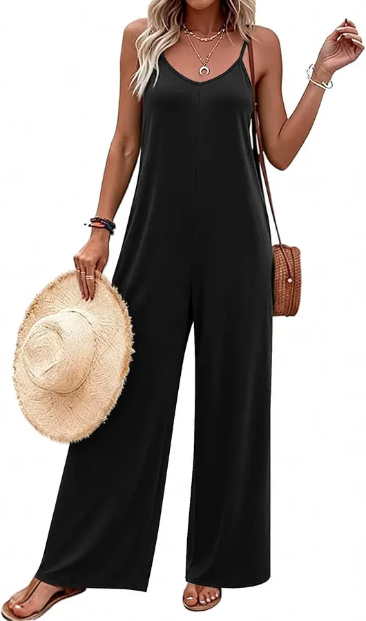 Ekouaer Enterizo largo para mujer estilo boho con tirantes y bolsillos - ¡CUPÓN! — imagen 1