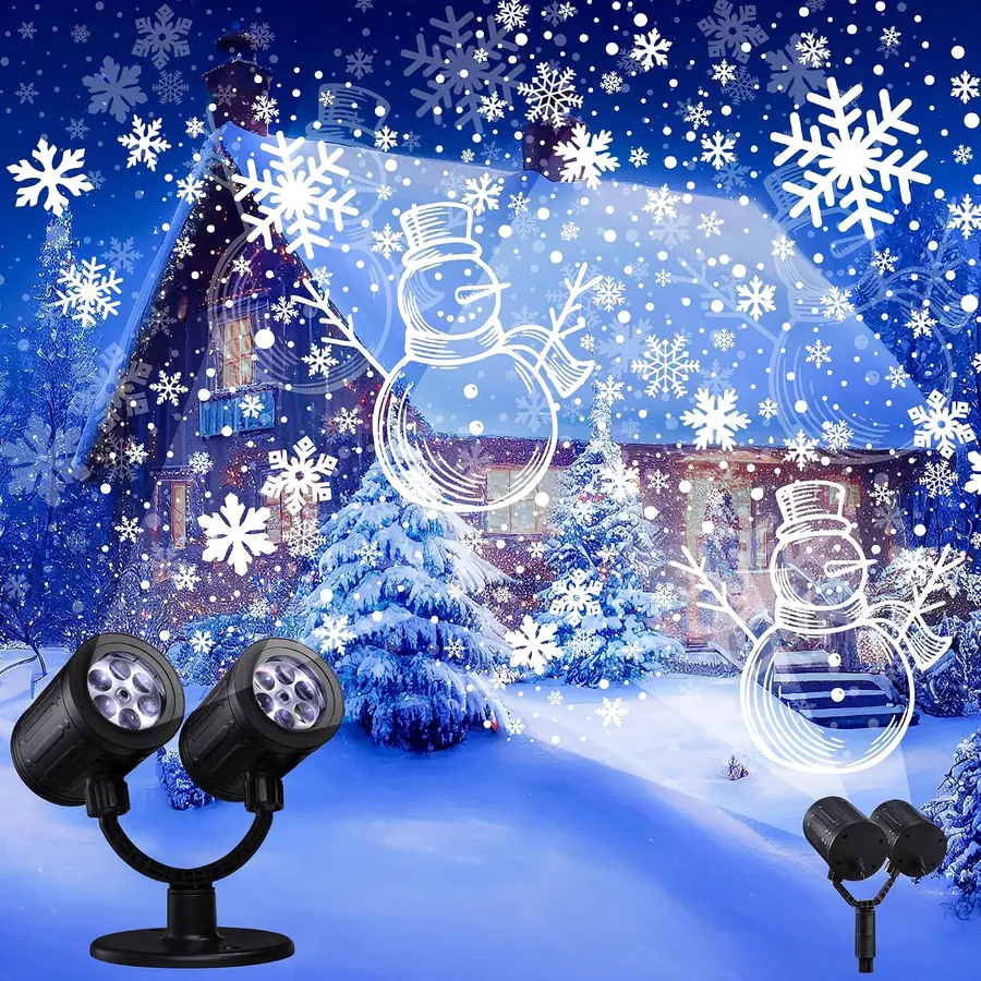 Proyector de luces de Navidad de muñeco de nieve y copo de nieve — imagen 1