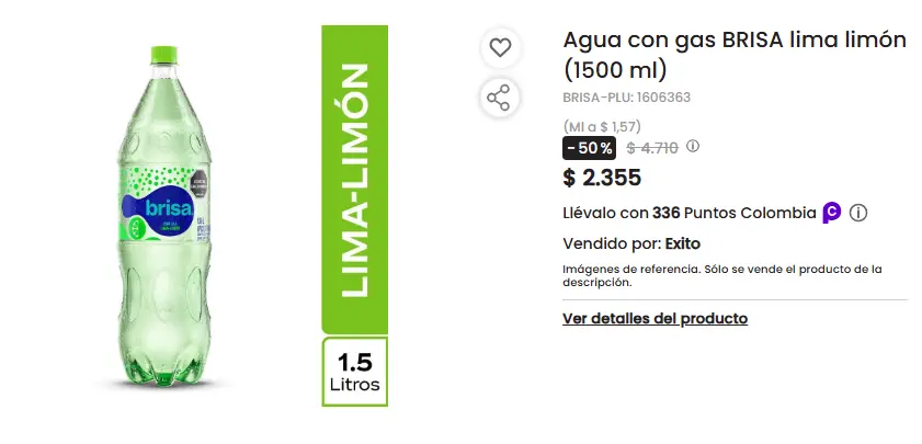 Agua con gas BRISA lima limón (1500 ml) — imagen 1