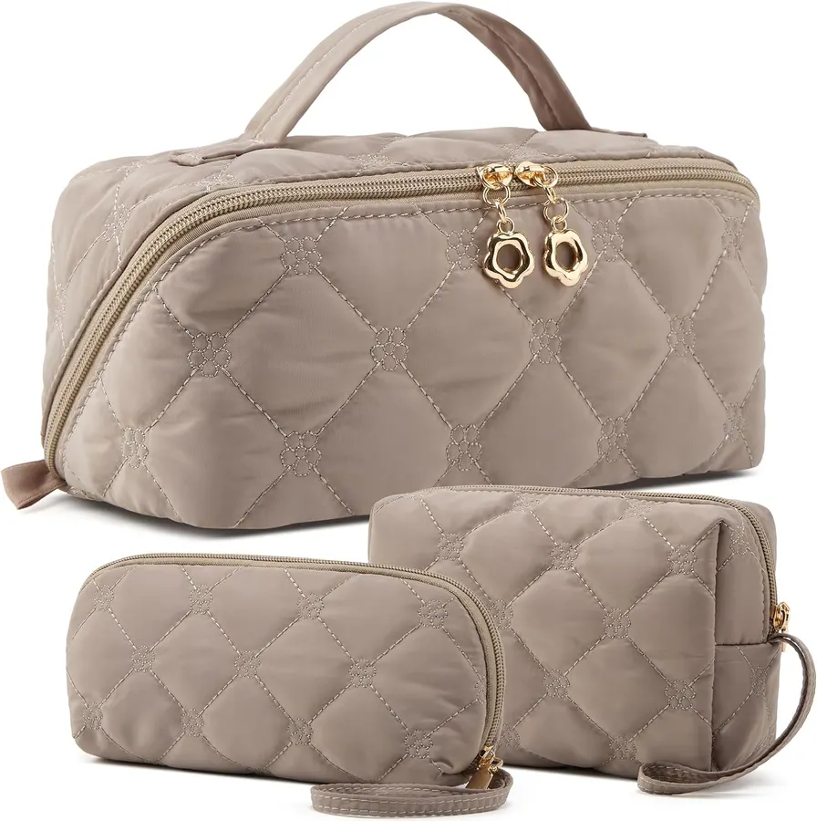 YTL Bolsa de Maquillaje de Viaje | Set de 3, Diseño Abertura Completa, Chic y Espaciosa — imagen 1