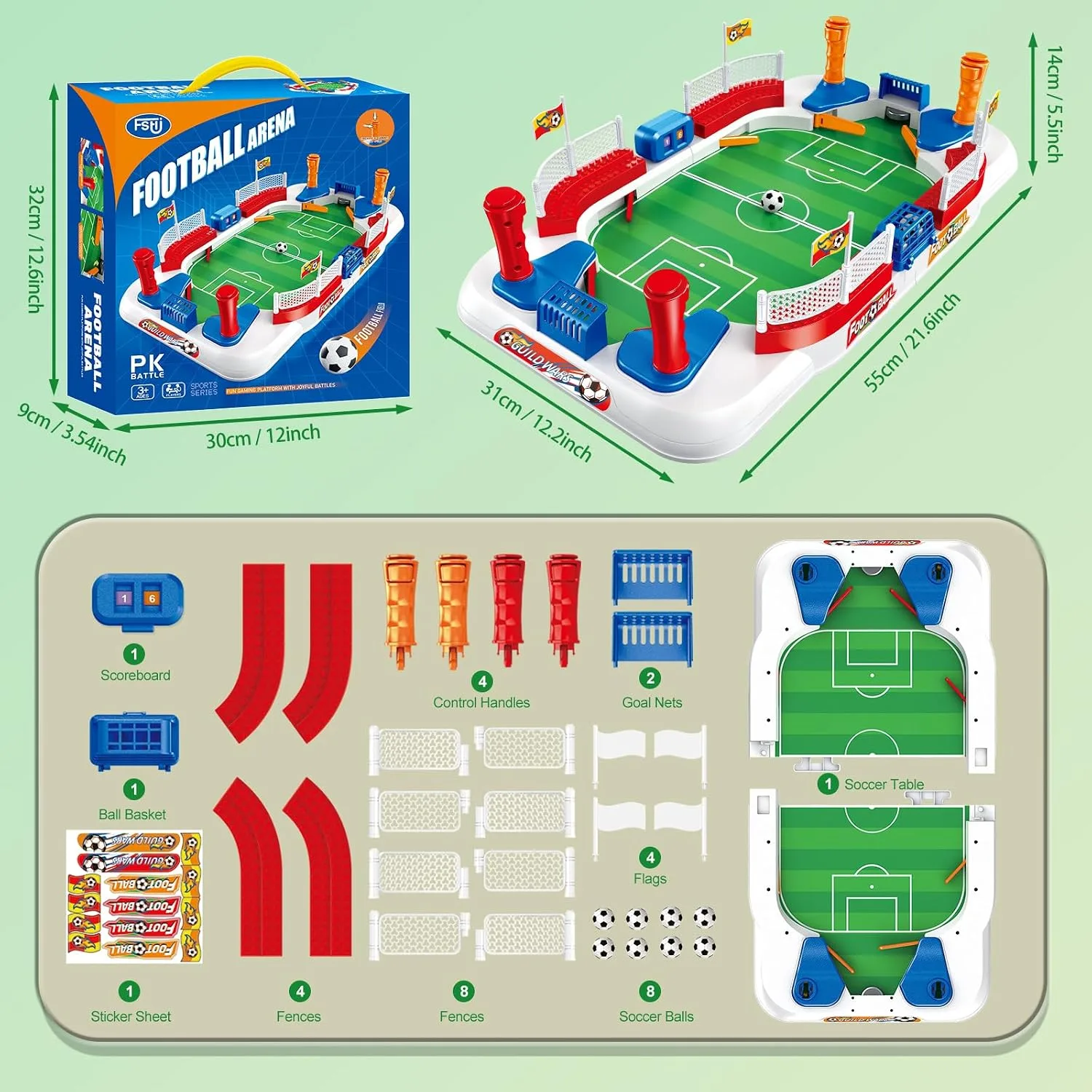 Mini Futbolín de Mesa con Doble Aleta y 8 Pelotas — imagen 2