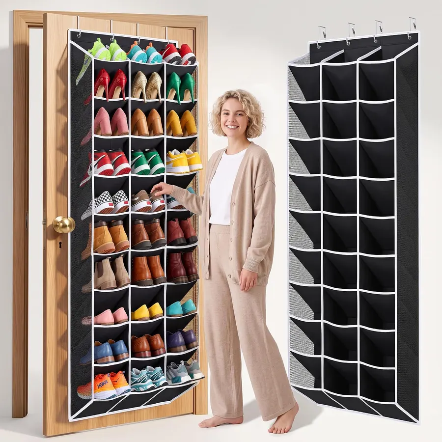 Organizador de zapatos sobre puerta 30-60 pares, diseño extra ancho de 26" y soporte pesado — imagen 1