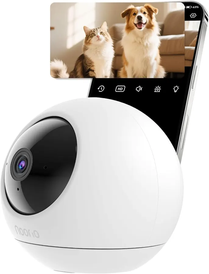 Cámara de Seguridad Noorio 2K: Vigilancia 360°, visión nocturna y monitoreo de mascotas y bebés — imagen 1