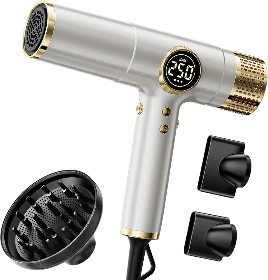 Secador de Pelo Iónico 2000W con Difusor, Viajes en Europa, Ligero y Bajo Ruido — imagen 1