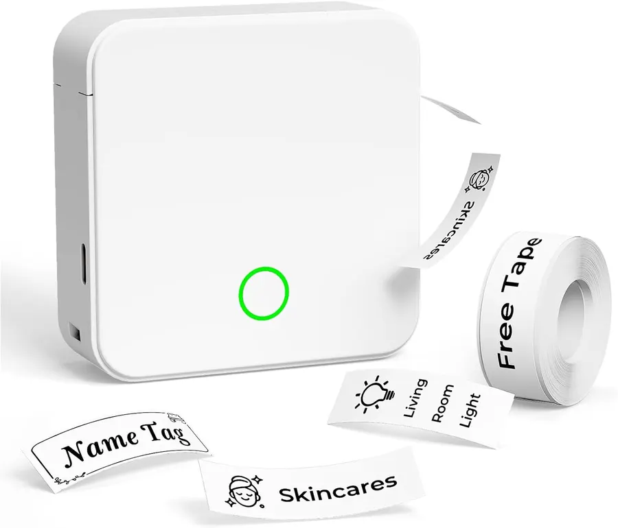 Impresora de etiquetas térmica DETONGER P0, portátil sin tinta, batería recargable 1800mAh, aplicación gratuita, blanca — imagen 1