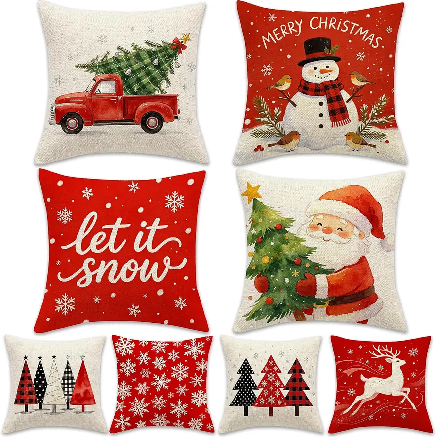 Juego de 4 fundas de almohada navideñas de 18 x 18 pulgadas — imagen 1