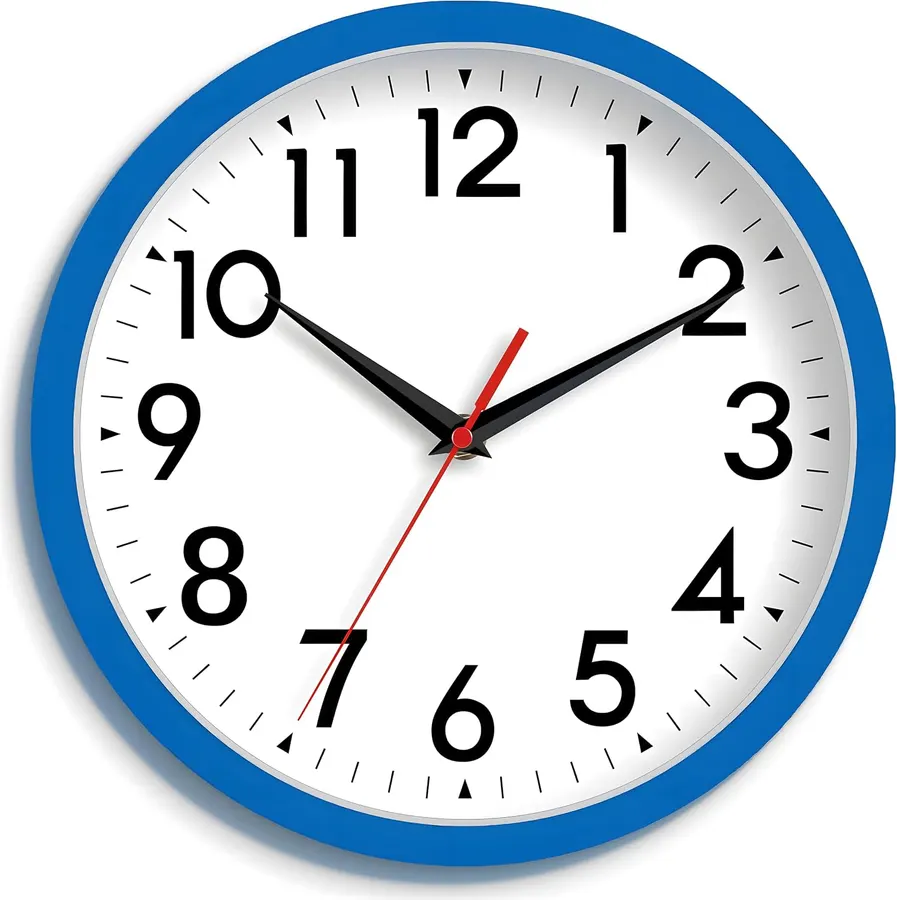 Reloj de Pared Analógico Silencioso de 20 cm Azul — imagen 1