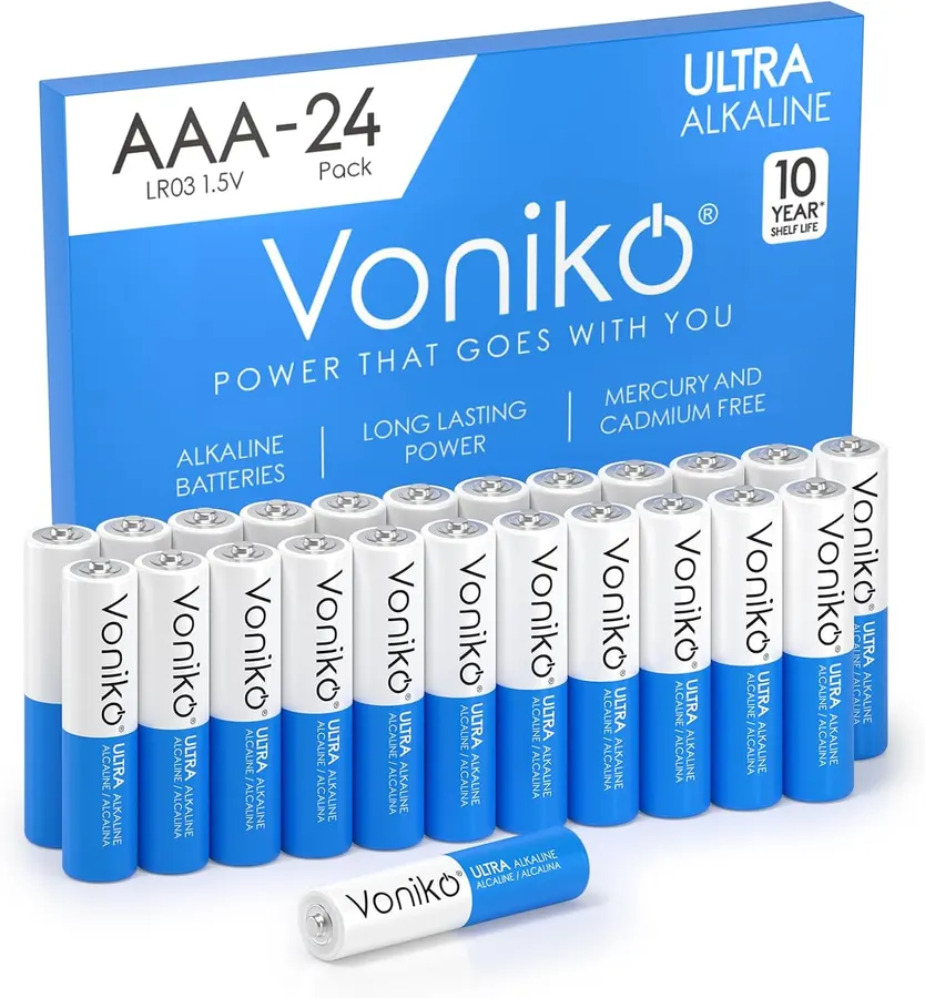 Baterías Voniko AAA 24 Pack - 1.5V, 30% Más Potencia, 10 Años de Vida Útil, Diseño a Prueba de Fugas — imagen 1