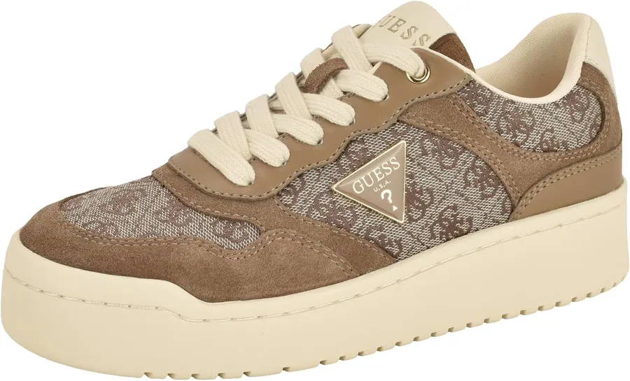 Zapatilla GUESS Miram Mujer, Taupe Logo Multi, 8.5 - Estilo icónico y comodidad — imagen 1