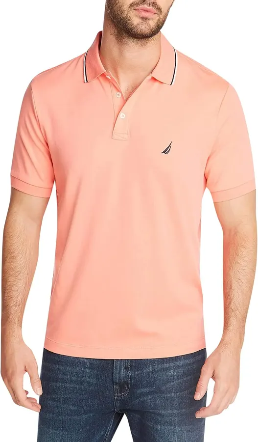 Nautica Camisa polo de manga corta con doble punta para hombre, corte clásico — imagen 1