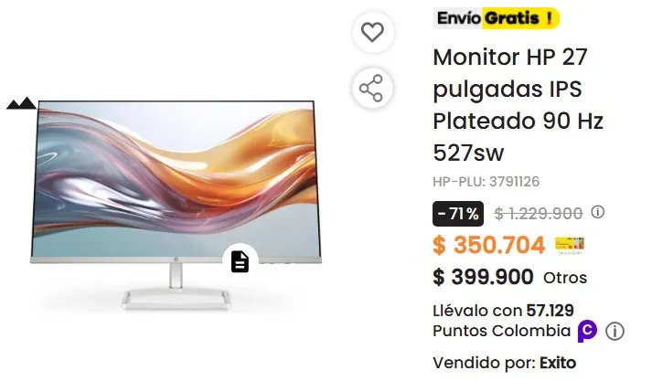 Monitor HP 27 pulgadas IPS Plateado 90 Hz 527sw — imagen 1