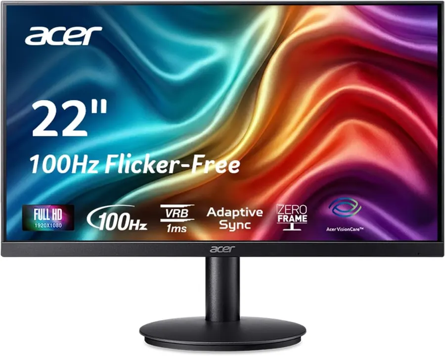 Monitor Acer 21.5" FHD 1920x1080 100Hz Office KB220Q H2bi, 1ms respuesta, FreeSync, negro — imagen 1