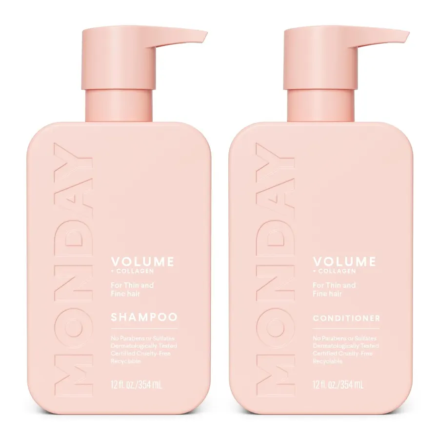 Set champú y acondicionador volumen Monday Haircare 12 oz, colágeno hidrolizado y aceite de macadamia para cabello fino y graso — imagen 1
