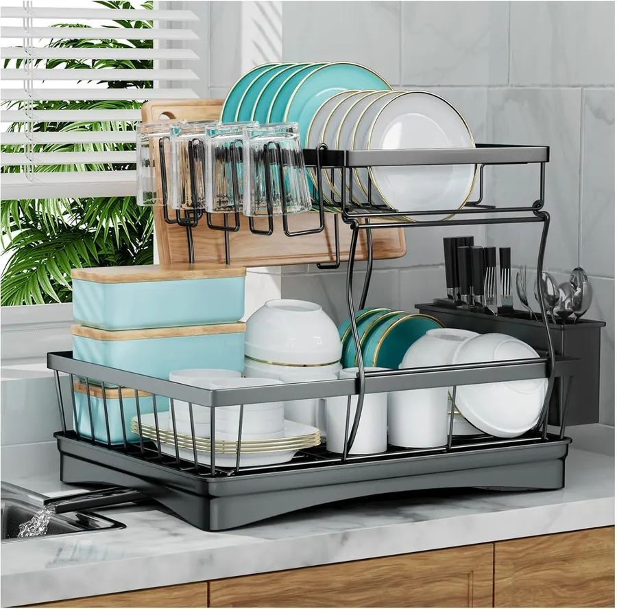7 code Escurridor de platos grande para encimera de cocina — imagen 1