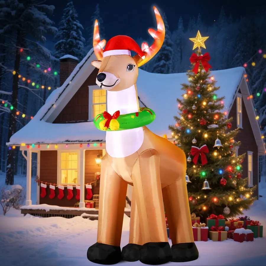 Decoración inflable gigante de reno navideño de 12 pies con luces LED — imagen 1