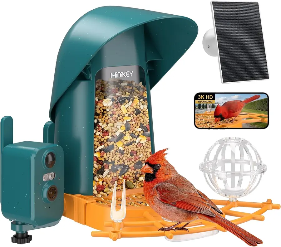 Minikey Comedero Inteligente para Aves Cámara 4MP IA Solar 2L — imagen 1