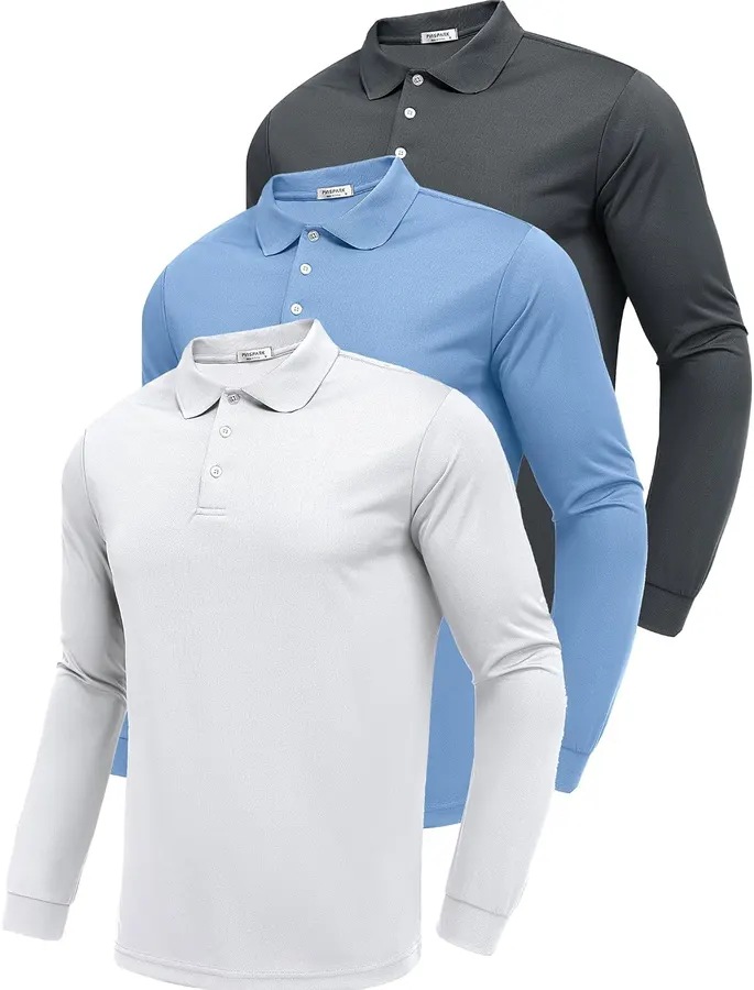 Camisas polo de manga larga para hombre, de secado rápido, que absorben la humedad — imagen 1