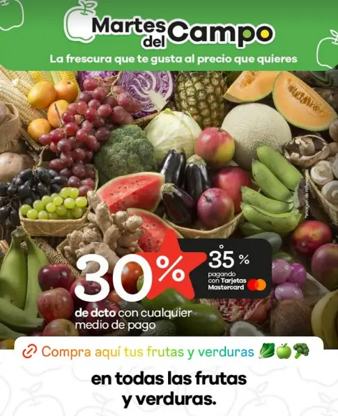 Martes de campo Exito 35% EN FRUTAS Y VERDURAS pagando con Mastercard — imagen 1