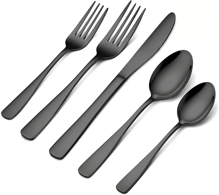 Juego de Cubiertos 20 Piezas Acero Inoxidable Negro para 4 — imagen 1