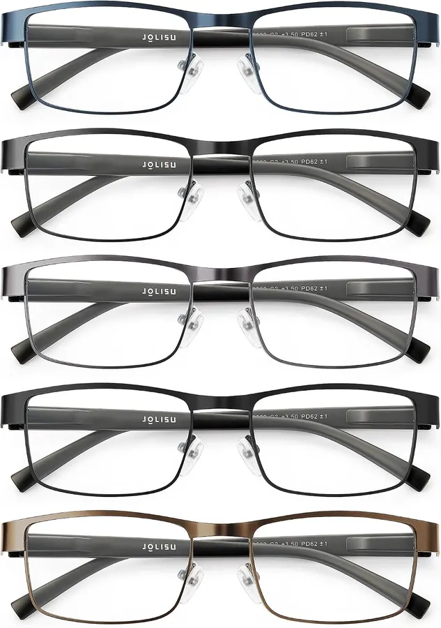 Gafas de lectura JOLISU 5PCS para hombres, bloqueo de luz azul y óptica HD — imagen 1
