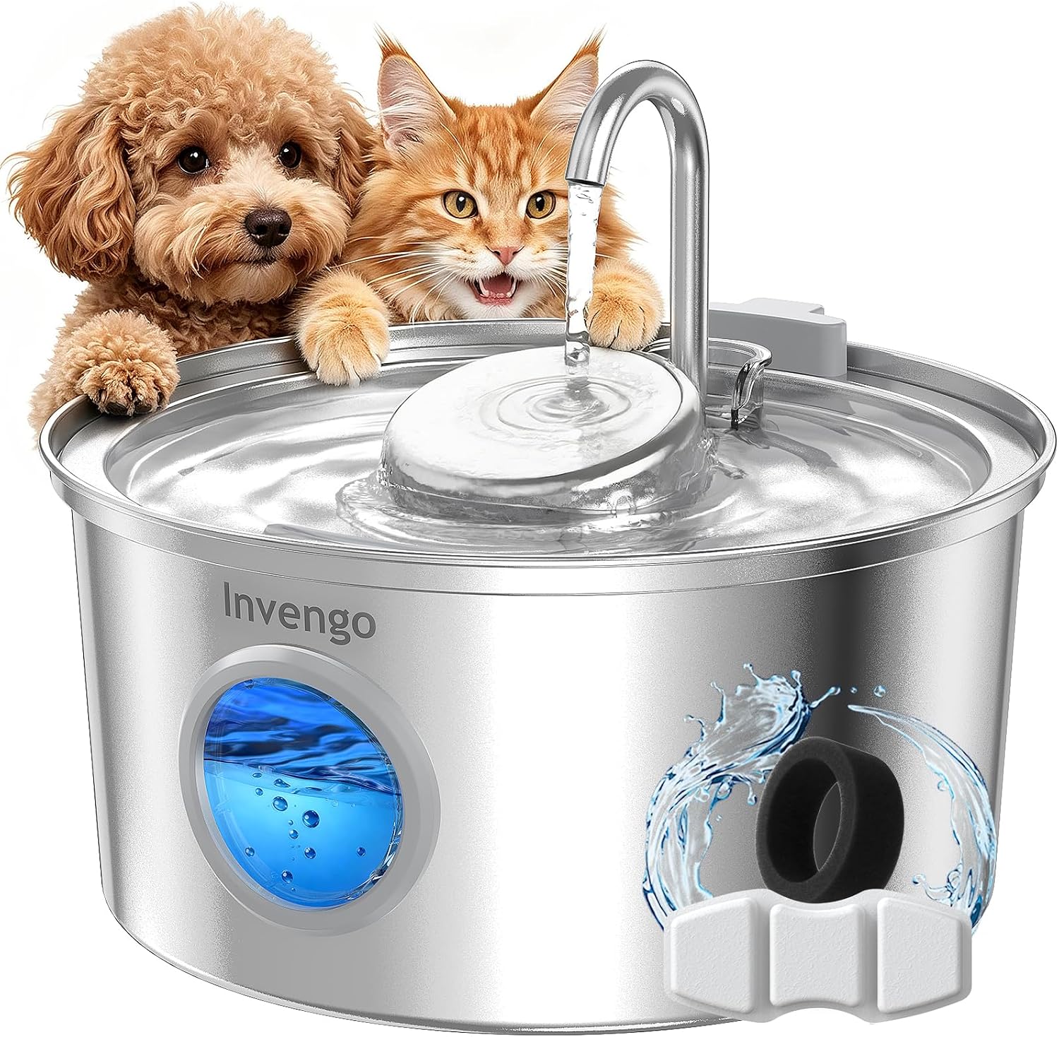 Fuente de Agua para Gatos 3,2 L Acero Inoxidable Silenciosa — imagen 1