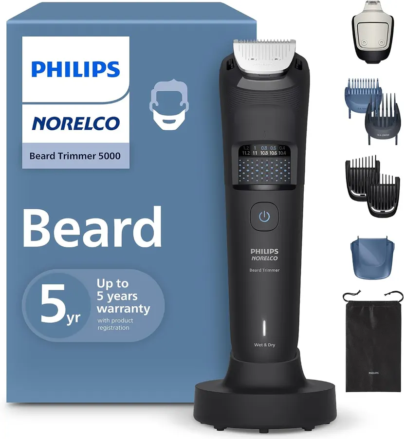 Philips Norelco 5000 Recortadora de Barba 40 Ajustes y Base de Carga — imagen 1
