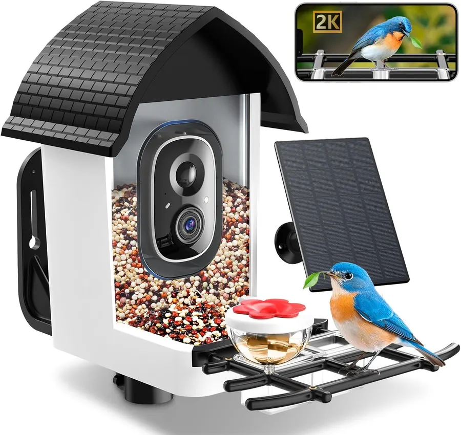 Comedero Inteligente para Aves con Cámara Solar 2K HD | Identificación AI de 10,000+ Especies — imagen 1