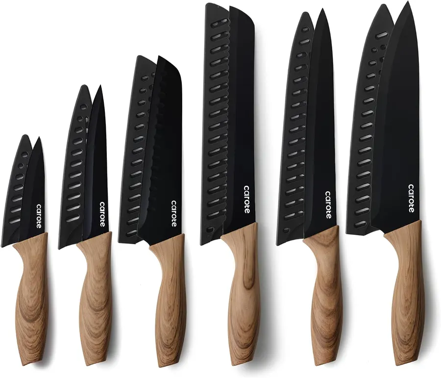 Juego de Cuchillos CAROTE de 12 Piezas: Acero Inoxidable y Mango Antideslizante, Ideal para Cocina y Camping — imagen 1
