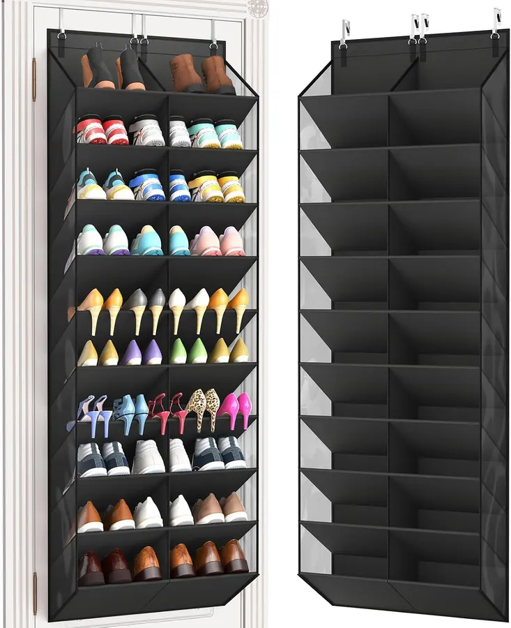 Organizador de Zapatos sobre Puerta - Almacenamiento para 20-30 Pares, 10 Niveles, Negro — imagen 1