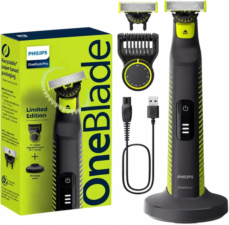PHILIPS OneBlade Pro 360: Recortadora y Afeitadora Eléctrica 12 Longitudes, Uso Húmedo y Seco — imagen 1