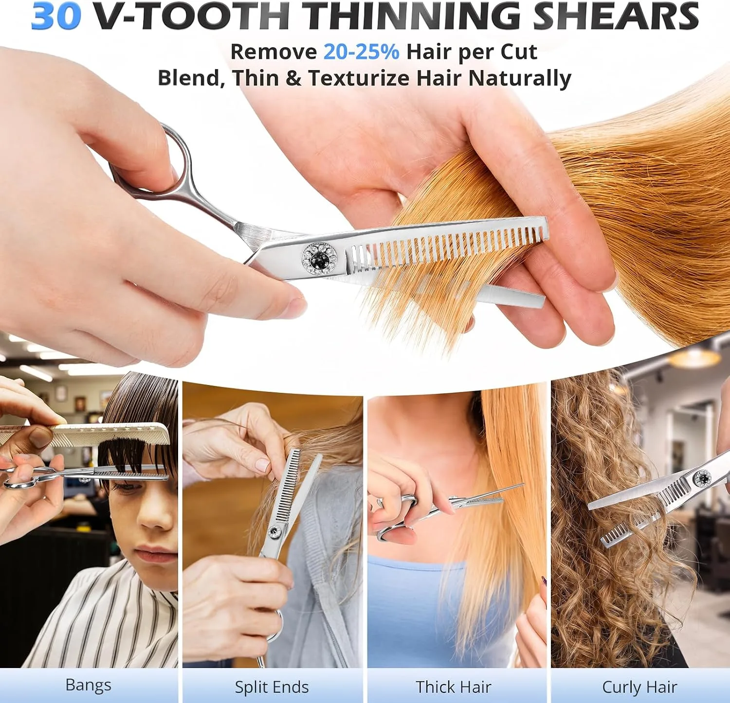 Kit Peluquería 21 Piezas con Tijeras de Corte y Entresacar — imagen 4