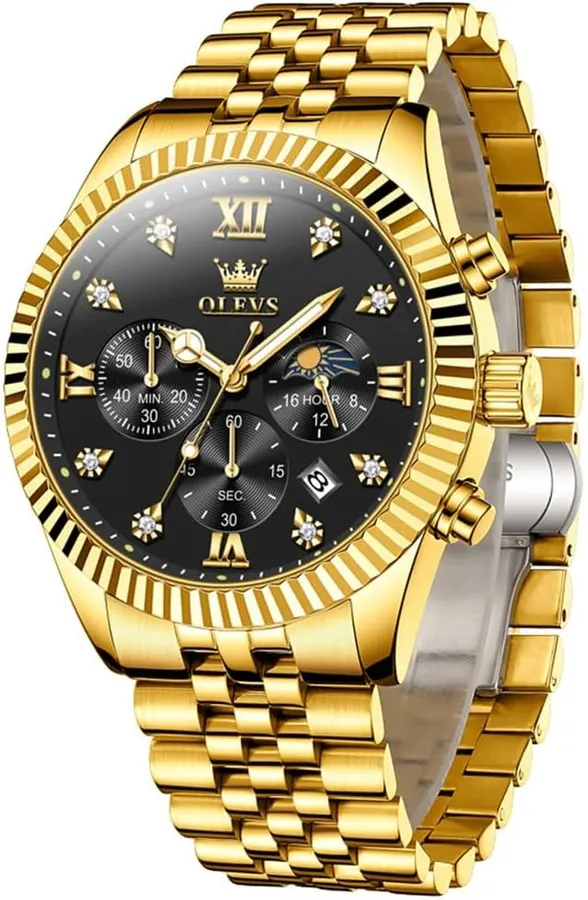 Reloj OLEVS para Hombre: Lujo Clásico en Acero Inoxidable, Resistente al Agua, con Diamantes — imagen 1