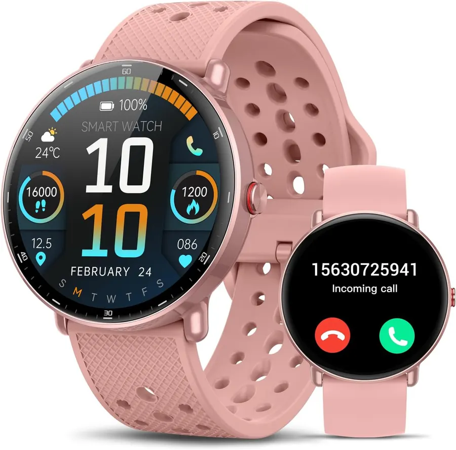 Reloj inteligente NZJLS 1.39" pantalla redonda HD para hombre mujer, 112+ deportes, monitor sueño calorías, resistente IP68, gris — imagen 1