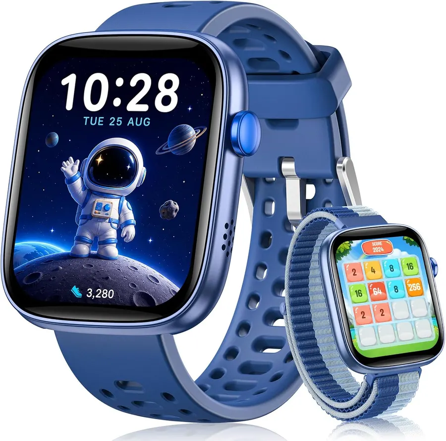 Reloj inteligente para niños RUXINGX 1.83" monitor de frecuencia cardíaca sueño resistente agua azul — imagen 1