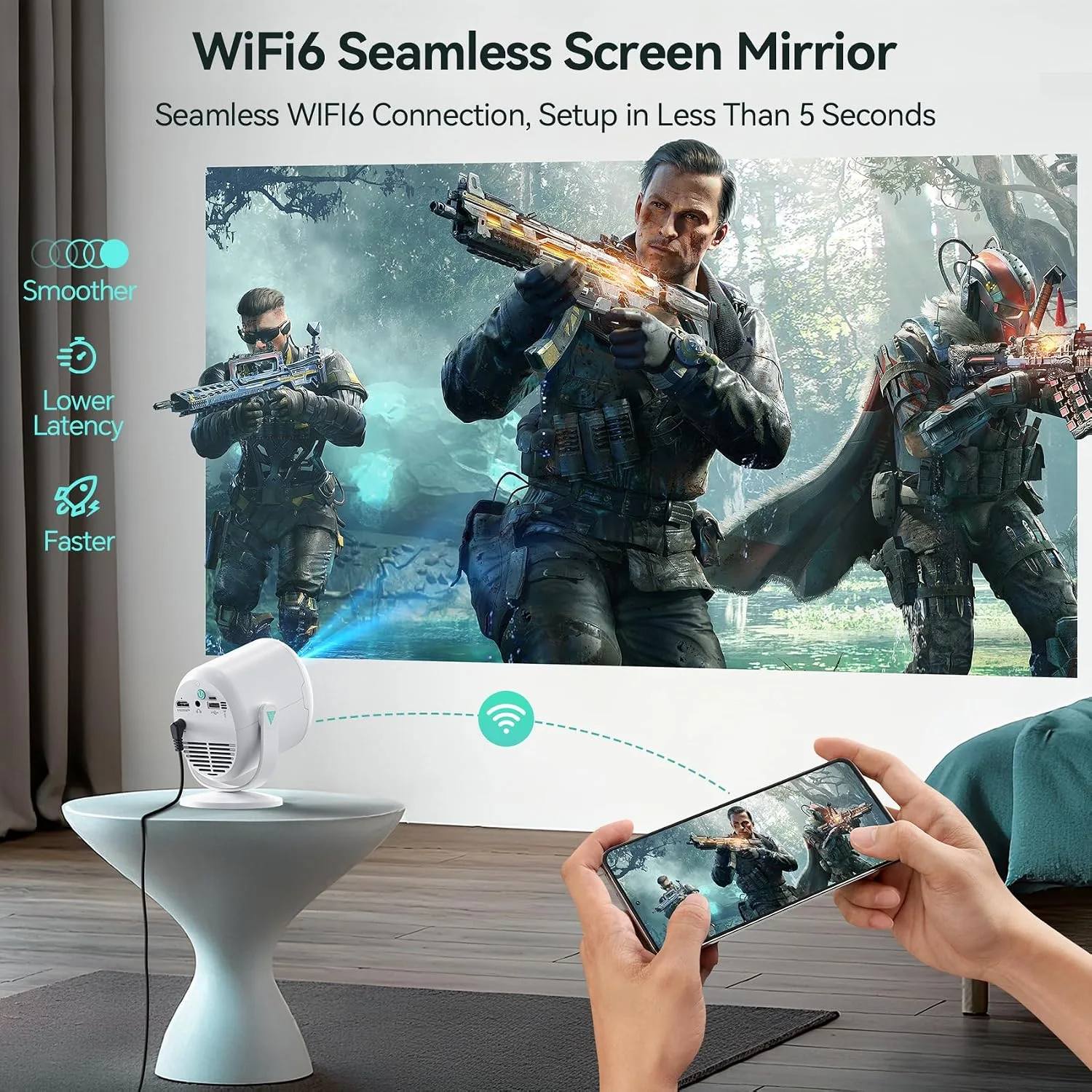 Mini Proyector WiFi Bluetooth 720P Enfoque Eléctrico — imagen 3