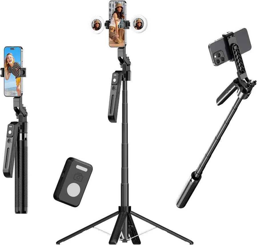 FUNSNAP 71" Tripod con Seguimiento Facial Automático y Luz para iPhone | Rotación 360° — imagen 1