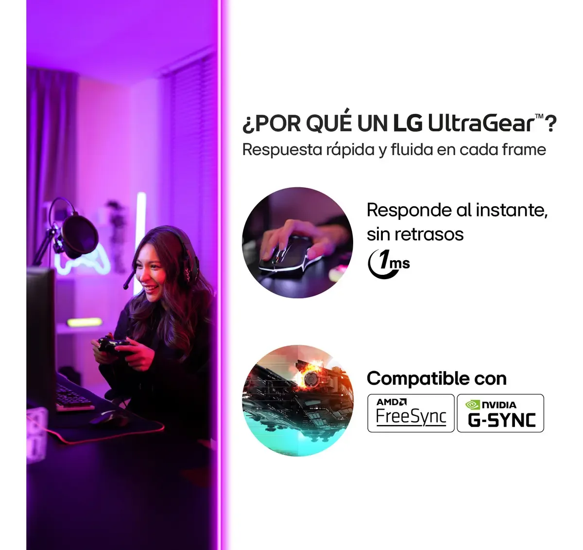 Monitor LG Gamer UltraGearTM 24" FHD -IPS - 180Hz 1ms (GtG) — imagen 4