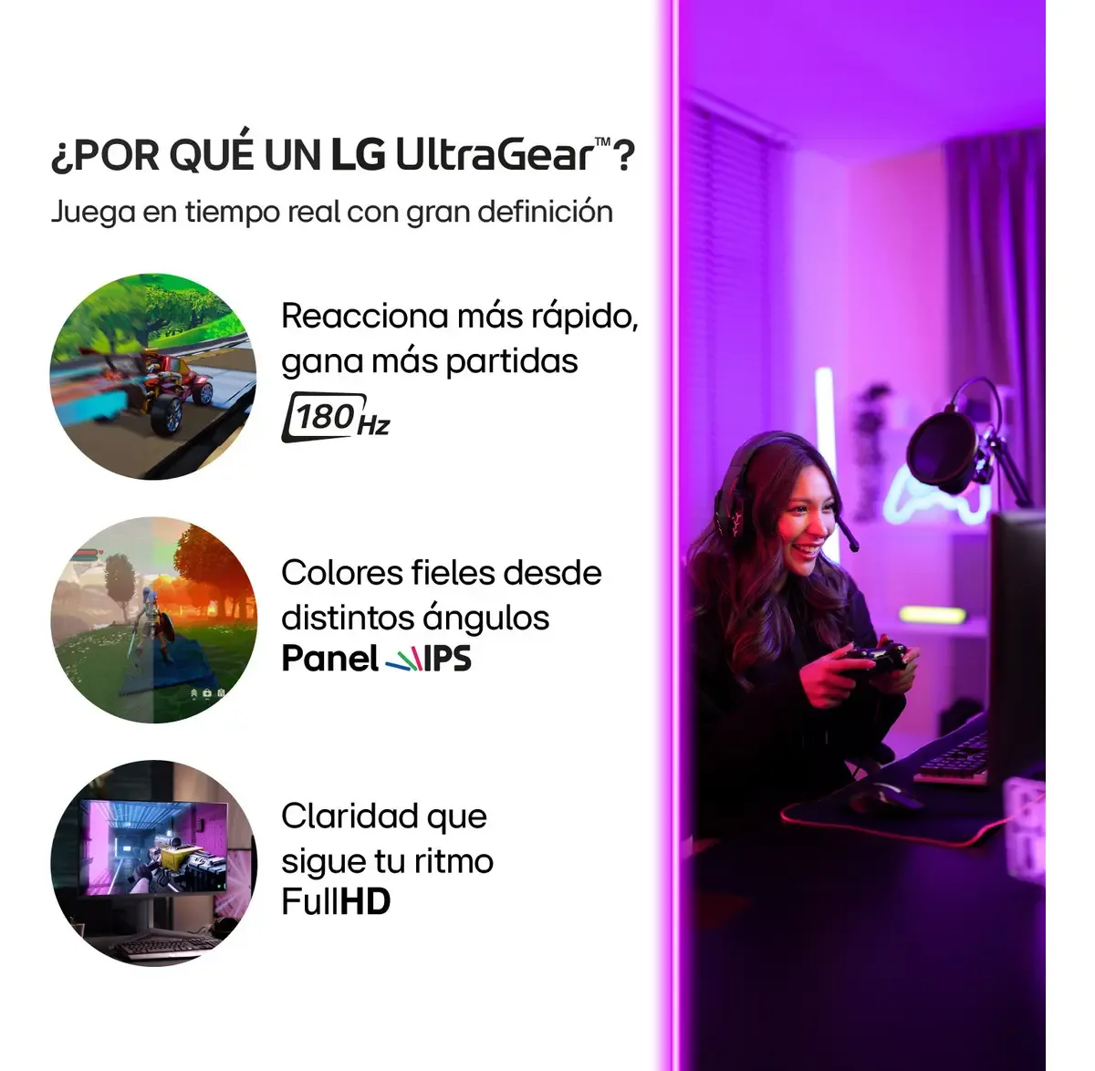 Monitor LG Gamer UltraGearTM 24" FHD -IPS - 180Hz 1ms (GtG) — imagen 2